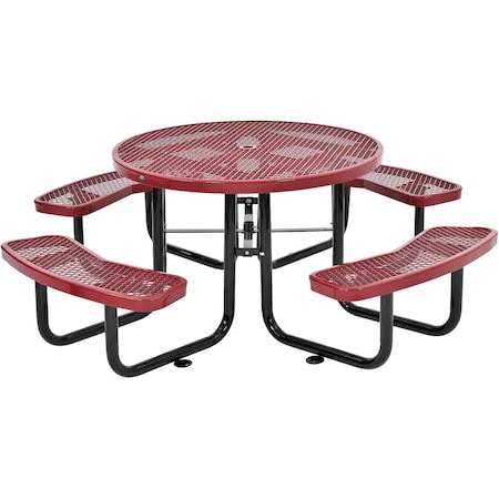 Global Industrial Round Picnic Table, Red, Expanded Metal, 46 in 277150RD